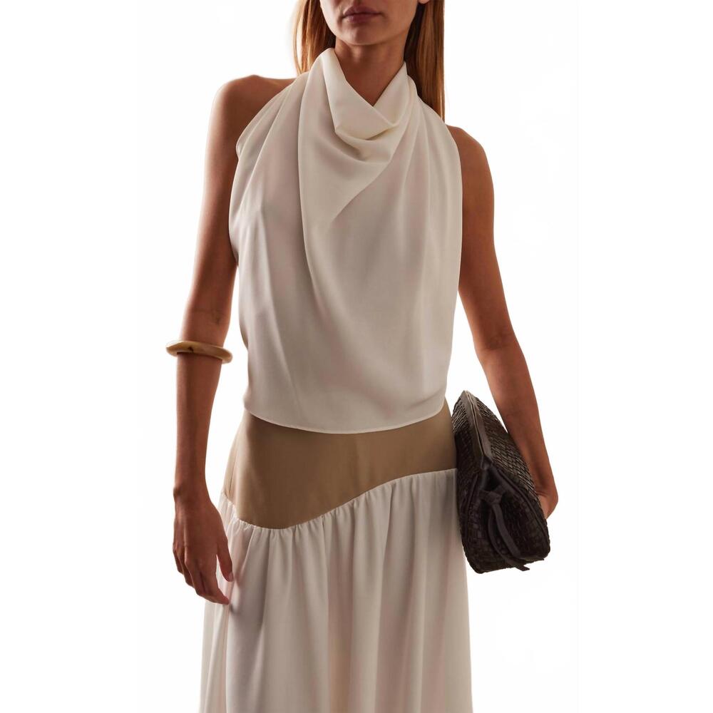 NEW SLOAN crepe scarf top in ivory